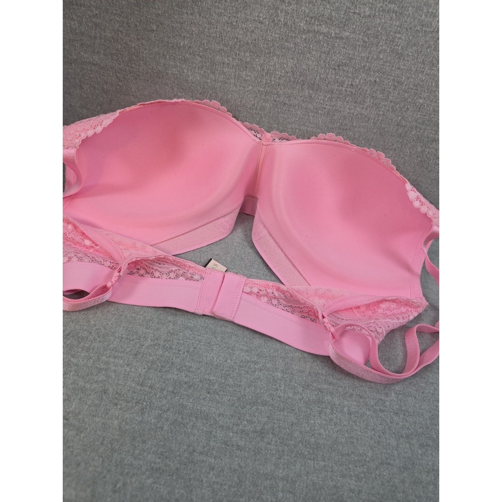 Victorias Secret Lined No Wire Wireless Bra 34D Pink All Over Lace Logo NEW - Picture 5 of 7